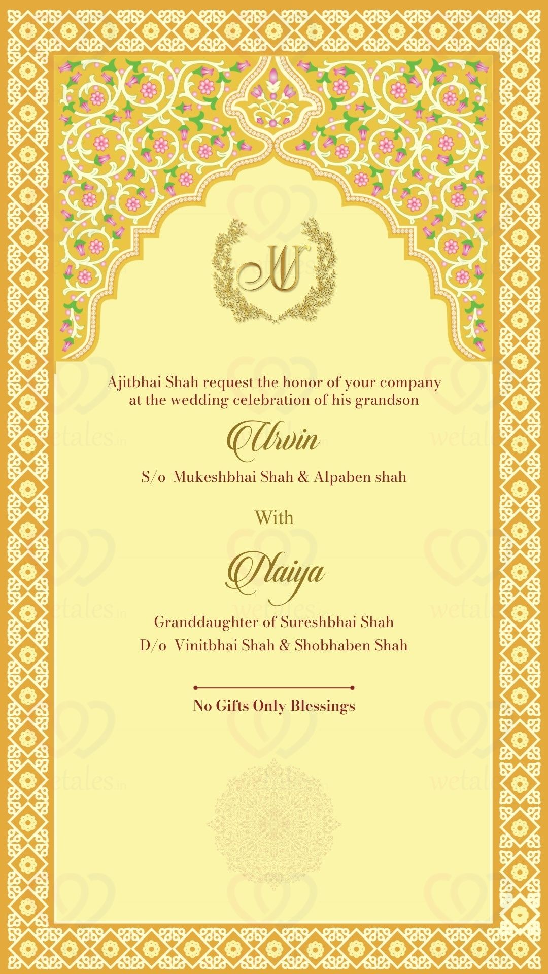 Simple Invitation Card 16745 with | My Shadi Cards